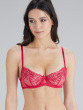 Peony Embroidery Non Padded Balconette Bra - Crimson