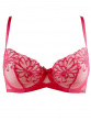 Peony Embroidery Non Padded Balconette Bra - Crimson