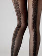 Animal Pattern Back Seam Tights - Black