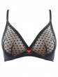 Heart Mesh Non Padded Triangle Bra - Black