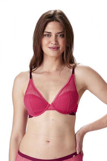 Delicate Lace Underwired T-shirt Bra - Watermelon