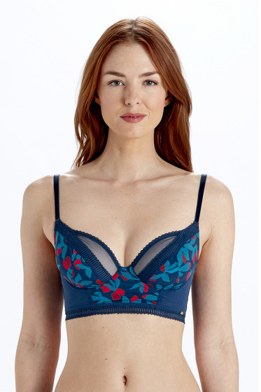 Tropics Longline Non Padded Plunge Bra - Print