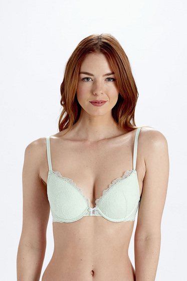 Lola Lace Push Up Plunge Bra - Mint