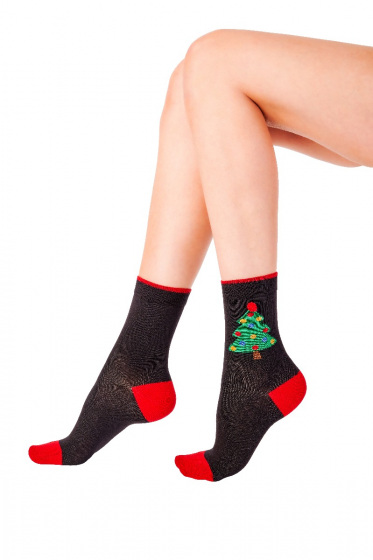 Christmas Tree Socks - Black Mix