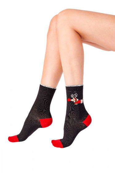 Christmas Sausage Dog Socks - Black Mix