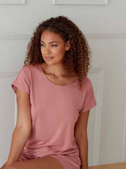 Botanical Lace Short Sleeved Top - Dusty Rose