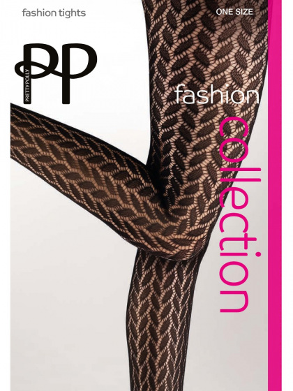 Leaf Net Pattern Tights - Black