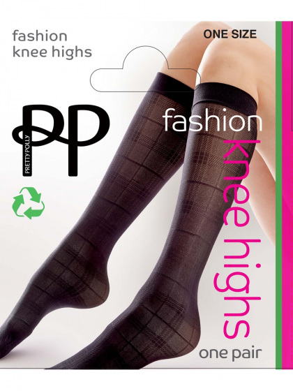 Tartan Knee High Sheer Socks - Black