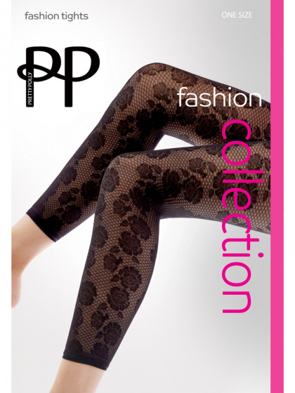 Floral Footless Tights - Black