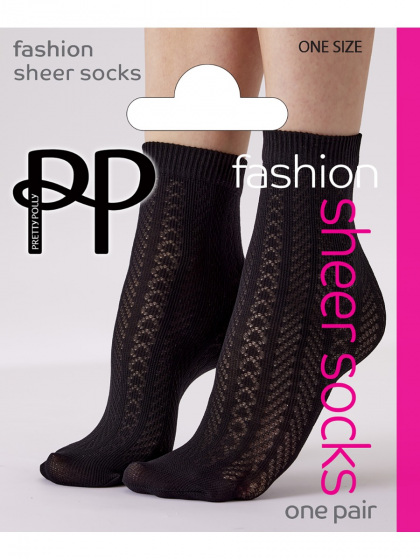 Textured Sheer Socks - Black