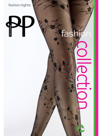 Floral Tattoo Pattern Tights - Black