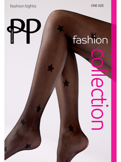 All Over Large Star Pattern Tights - Black/Silver