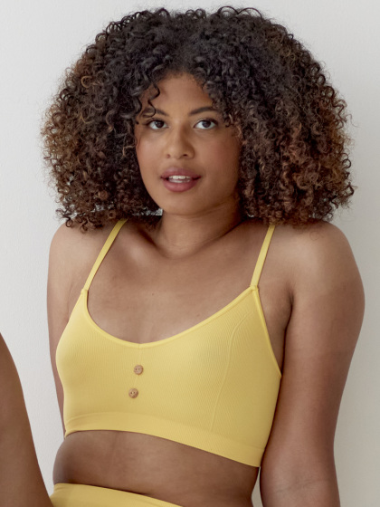 Seamfree Eco-Wear Rib Button Bra - Pale Gold