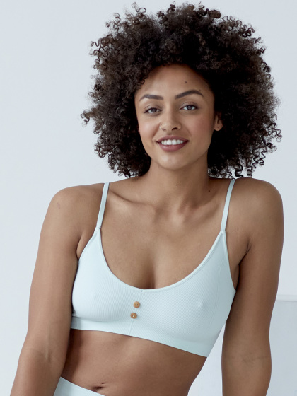 Seamfree Eco-Wear Rib Button Bra - Seafoam