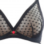 Heart Mesh Non Padded Triangle Bra - Black