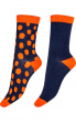 Oval Spot Bamboo Socks 2 Pair Pack - Navy Mix