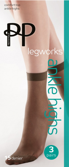 Legworks 15 Denier Legworks Comfort Top Ankle Highs 3 Pair Pack - Barely Black