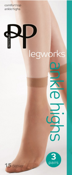 Legworks 15 Denier Legworks Comfort Top Ankle Highs 3 Pair Pack - Nude