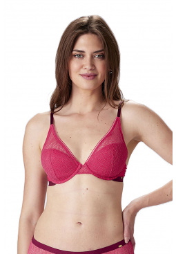 Delicate Lace Underwired T-shirt Bra - Watermelon