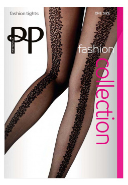 Animal Pattern Back Seam Tights - Black