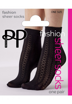 Textured Sheer Socks - Black