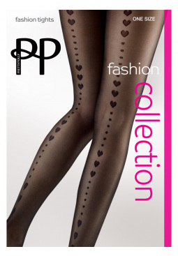 Heart Back Seam Tights - Black