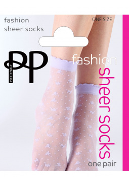 Bow Pattern Sheer Socks - Lavender