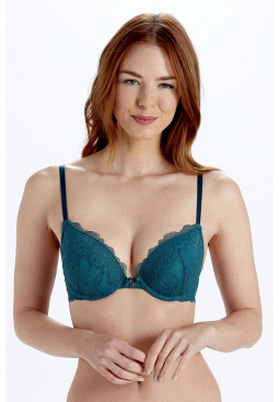 Lola Lace Push Up Plunge Bra - Indigo