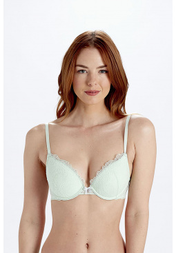 Lola Lace Push Up Plunge Bra - Mint