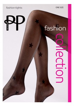 All Over Large Star Pattern Tights - Black/Silver