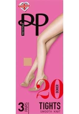 Everyday 20 Denier Smooth Knit Tights 3 Pair Pack - Chiffon