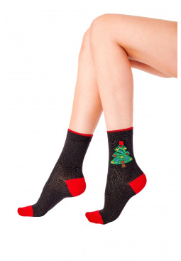 Christmas Tree Socks - Black Mix