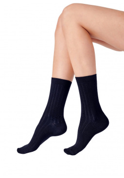 Textured Bamboo Design Socks 2 Pair Pack - Navy