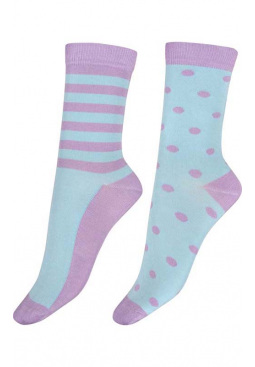 Stripe & Spot Bamboo Socks 2 Pair Pack - Lilac Mix