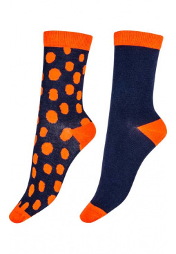 Oval Spot Bamboo Socks 2 Pair Pack - Navy Mix