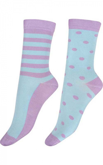 Stripe & Spot Bamboo Socks 2 Pair Pack - Lilac Mix